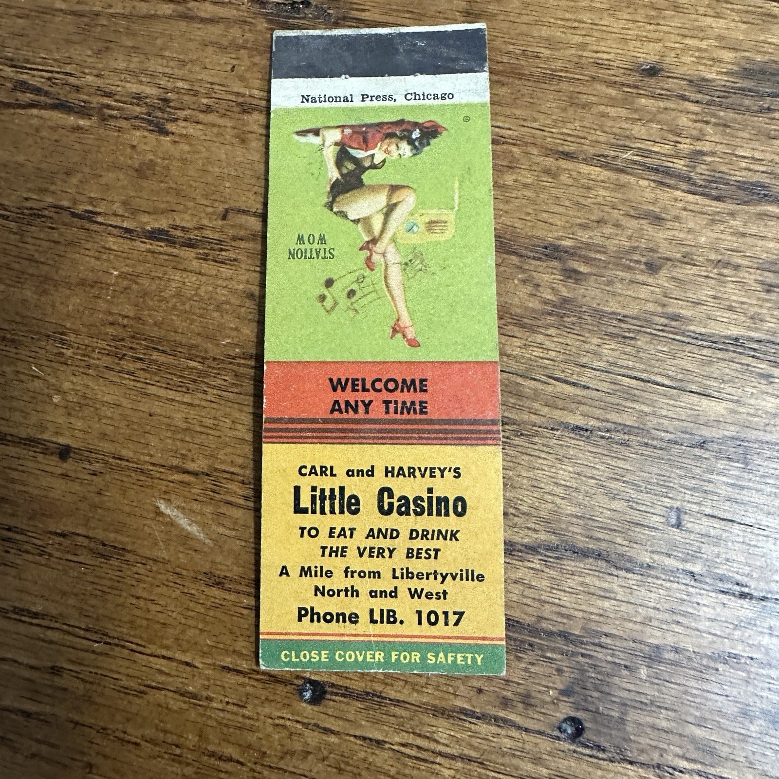 1940s 1950s Pinup Girlie Girly Matchbook Cover Little Casino  Libertyville ILL