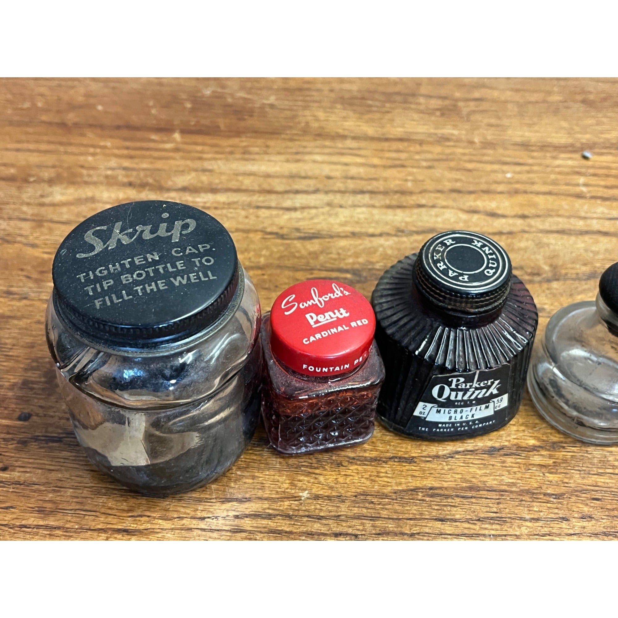 Vintage Ink Bottle Lot Parker Skrip Quink Sanford Red Blue Glass