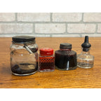 Vintage Ink Bottle Lot Parker Skrip Quink Sanford Red Blue Glass