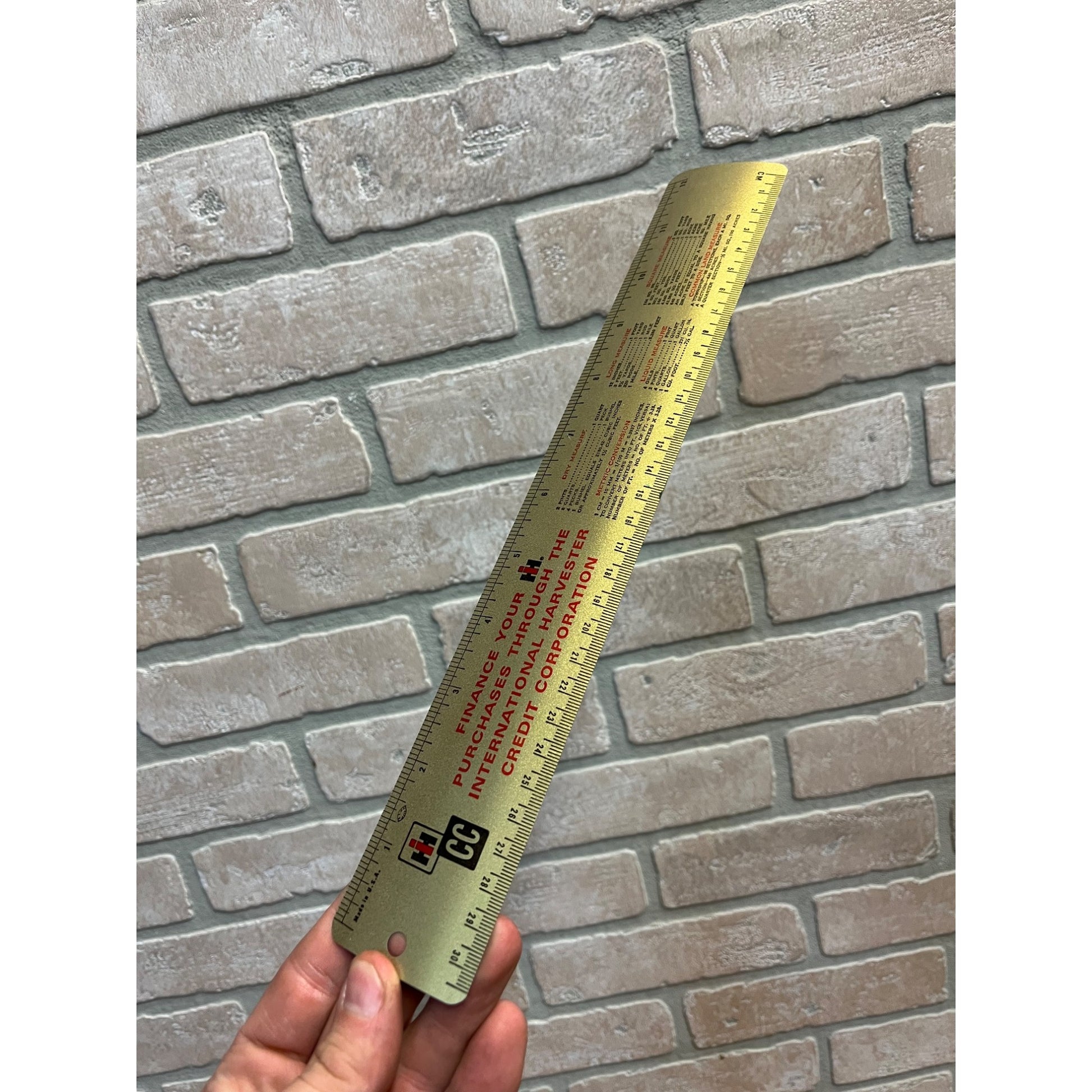 Vintage International Harvester Dealer Promo Advertising Tin Ruler Credit 12"