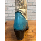 Vintage Laredo Women’s Western Cowboy Boots – Turquoise & White Leather – Size 8.5 B – USA Made