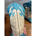 Vintage Laredo Women’s Western Cowboy Boots – Turquoise & White Leather – Size 8.5 B – USA Made