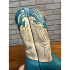 Vintage Laredo Women’s Western Cowboy Boots – Turquoise & White Leather – Size 8.5 B – USA Made