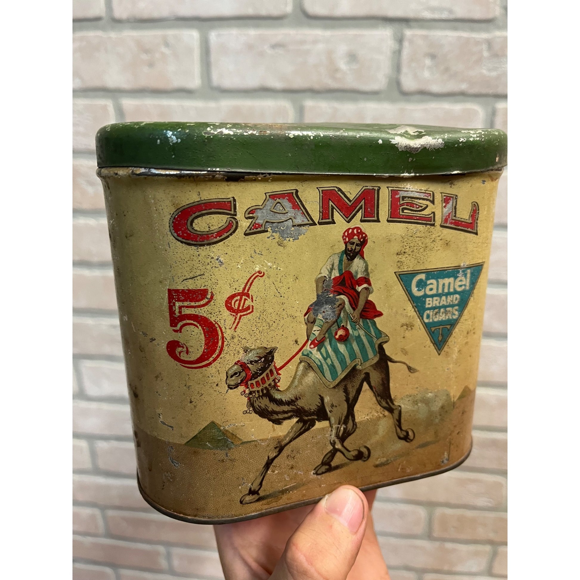 Vintage 1930s Camel Brand Cigars Tobacco Tin Can Advertising Ohio