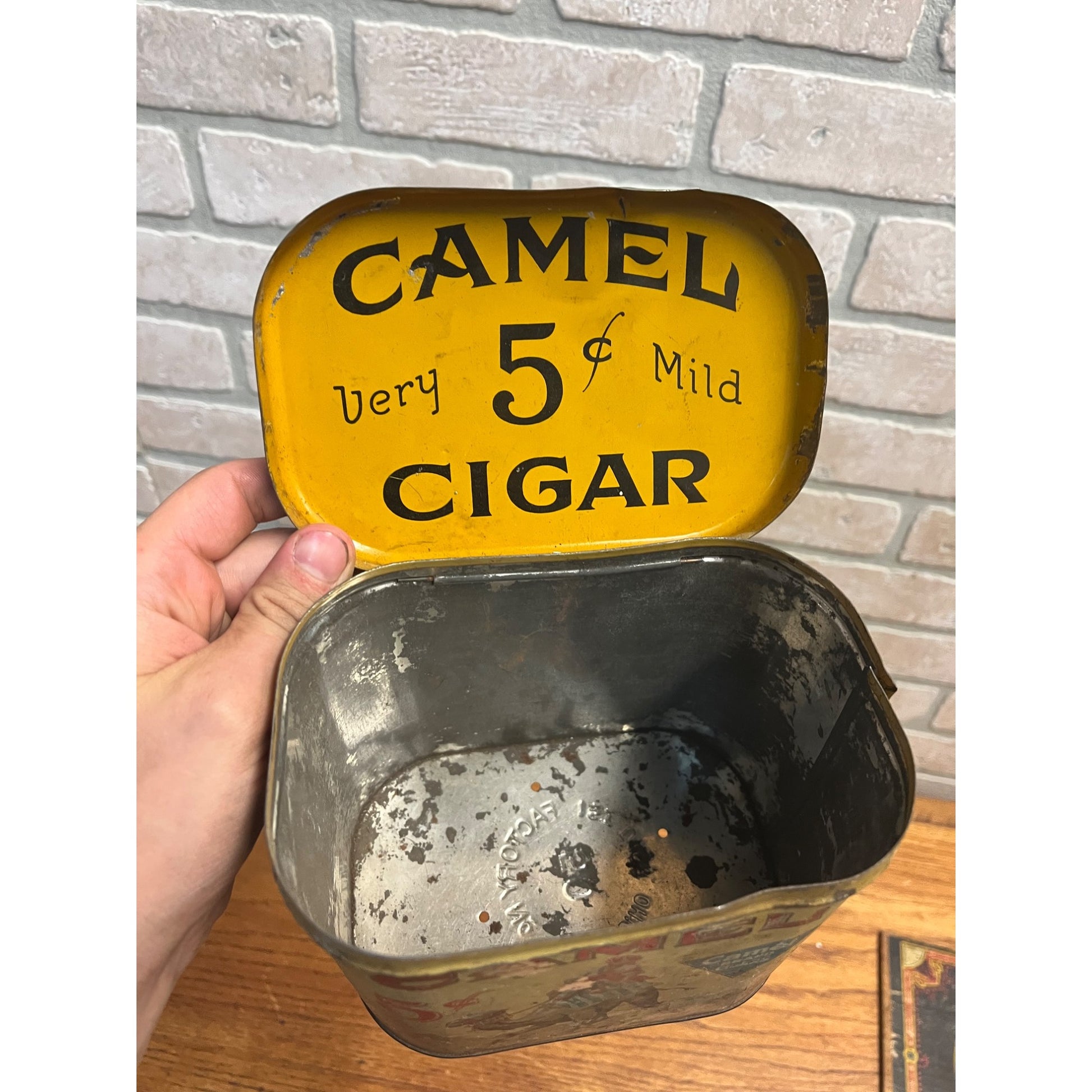 Vintage 1930s Camel Brand Cigars Tobacco Tin Can Advertising Ohio