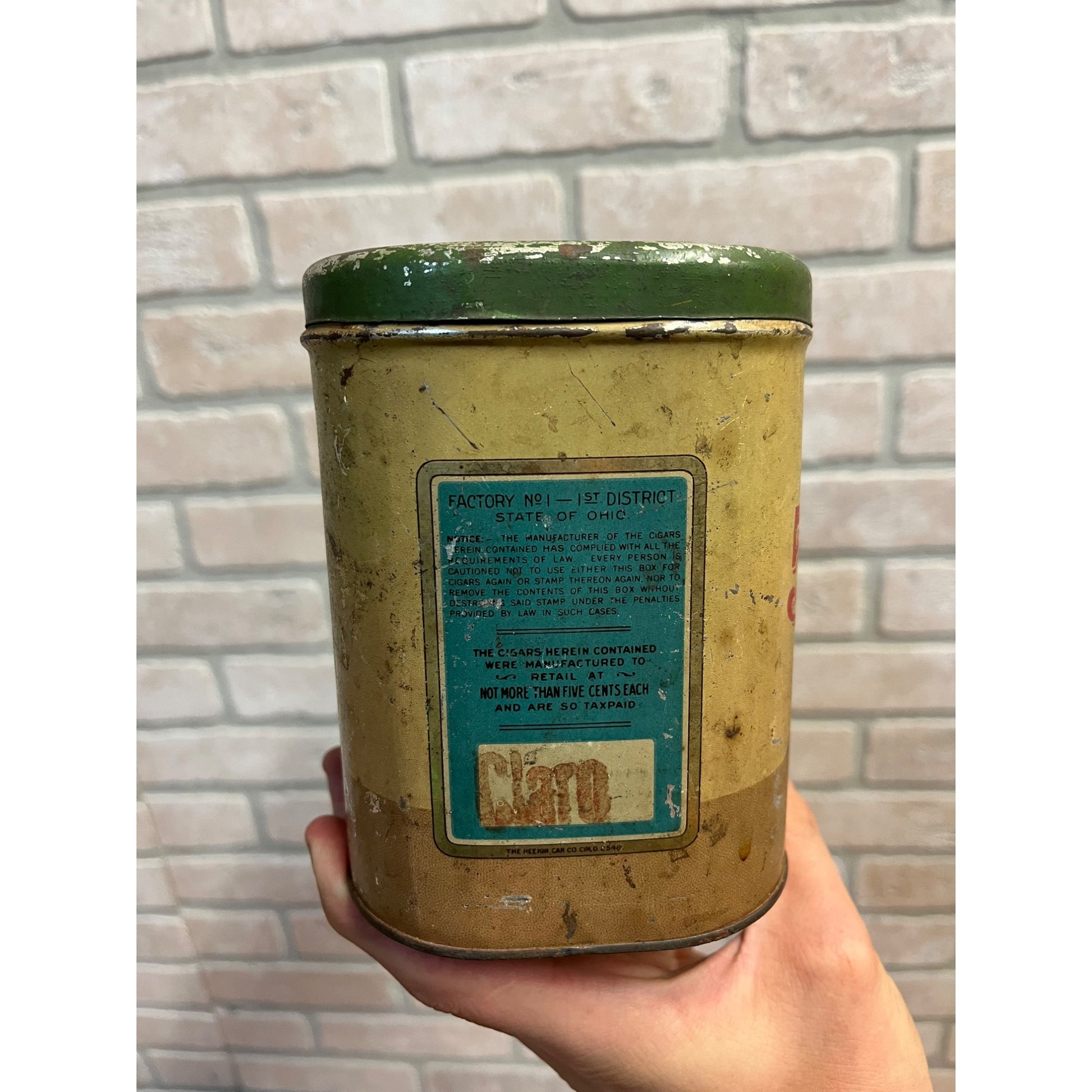Vintage 1930s Camel Brand Cigars Tobacco Tin Can Advertising Ohio