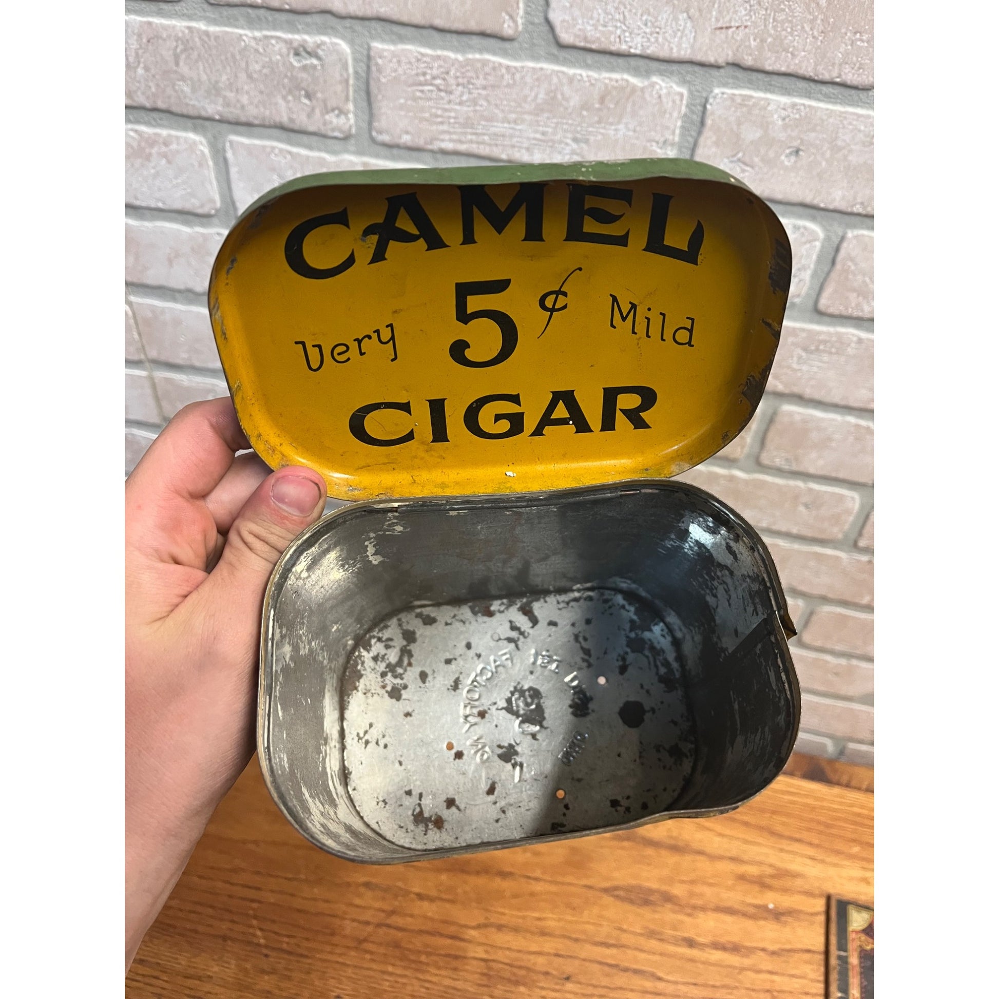Vintage 1930s Camel Brand Cigars Tobacco Tin Can Advertising Ohio