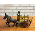 Antique Cast Iron Donkey Cart Wagon & Driver Toy Stake Bed Arcade? Wilkins? Ives?