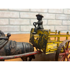 Antique Cast Iron Donkey Cart Wagon & Driver Toy Stake Bed Arcade? Wilkins? Ives?
