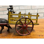 Antique Cast Iron Donkey Cart Wagon & Driver Toy Stake Bed Arcade? Wilkins? Ives?