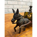Antique Cast Iron Donkey Cart Wagon & Driver Toy Stake Bed Arcade? Wilkins? Ives?