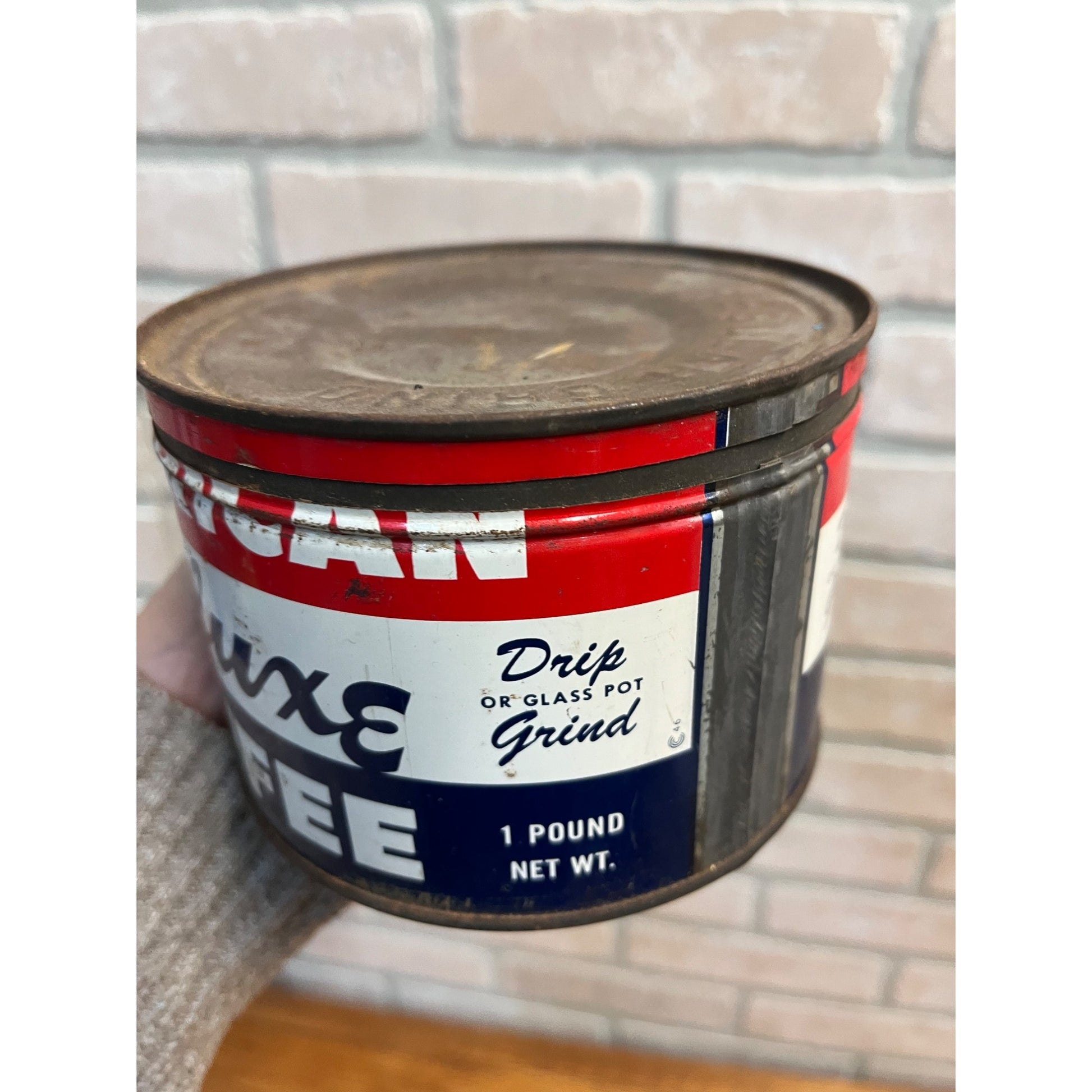 Vintage American Deluxe Coffee Tin Can Chicago 1940s Advertising Kitchen