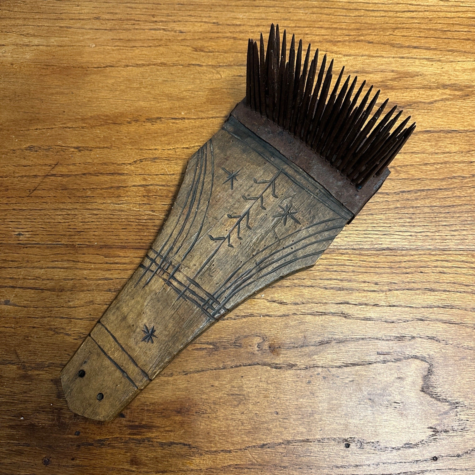 Antique Primitive Farm Flax Hatchel Hackle Folk Art Americana Farmhouse 1800s 19th Century