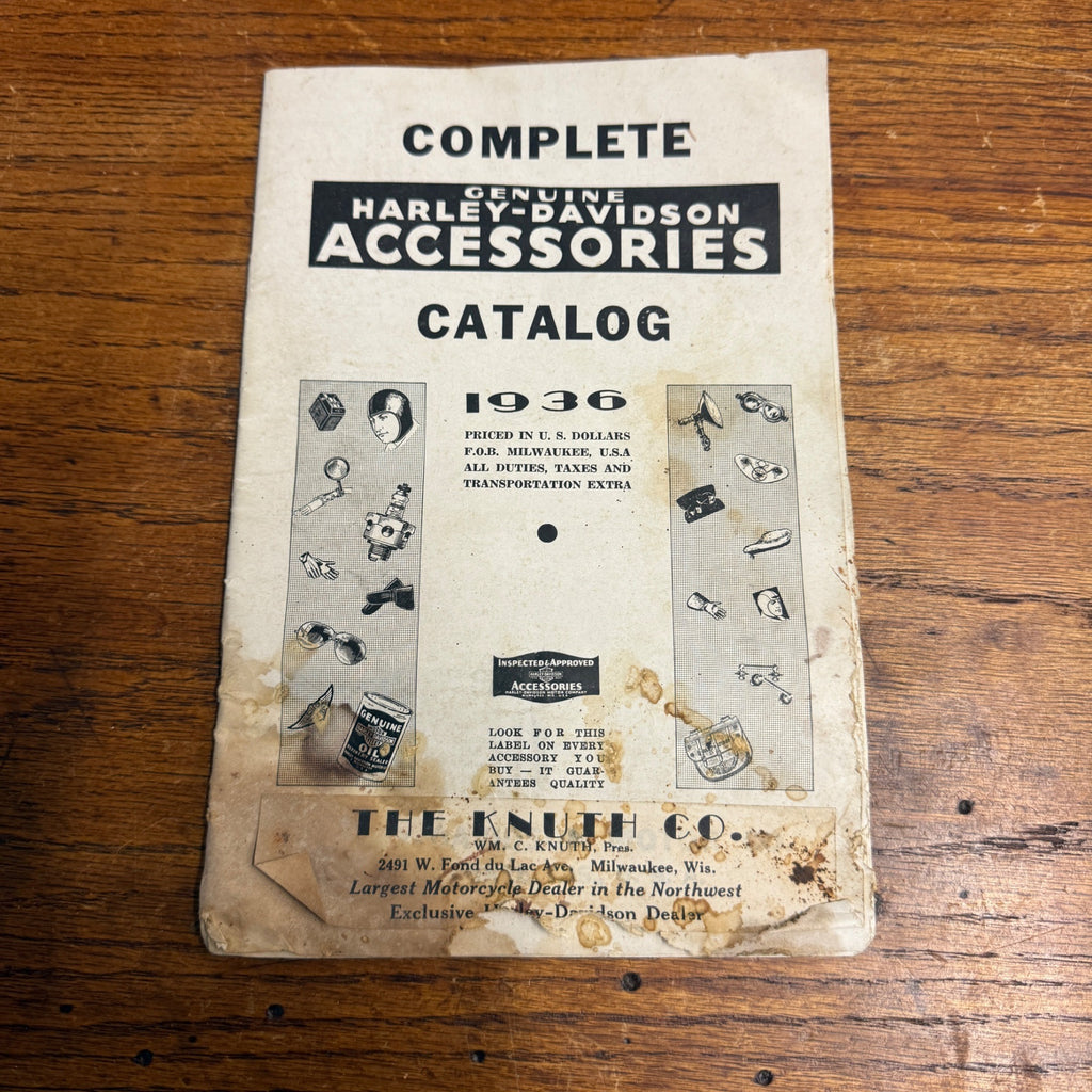 Original 1936 Genuine Harley-Davidson Accessories Catalog