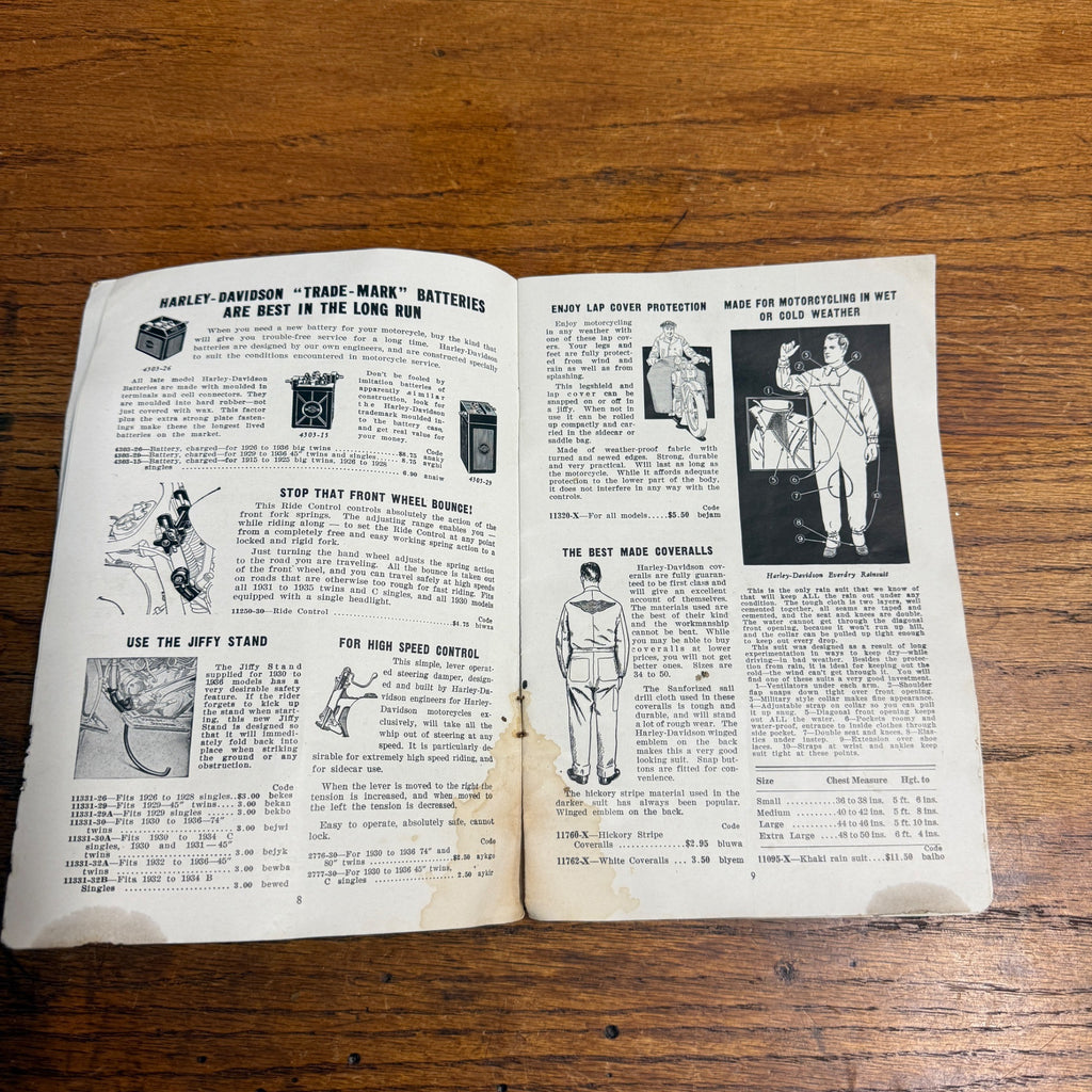 Original 1936 Genuine Harley-Davidson Accessories Catalog
