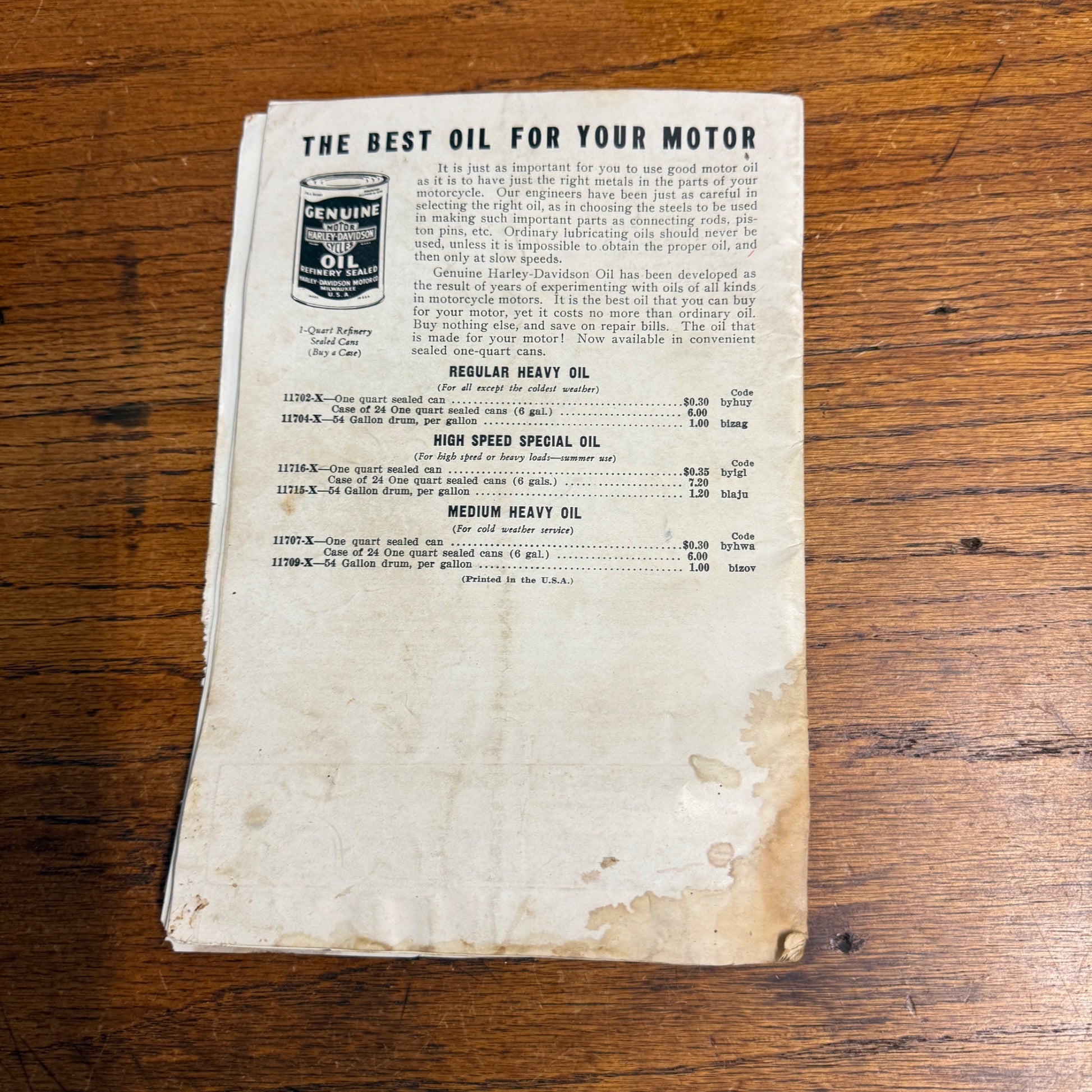 Original 1936 Genuine Harley-Davidson Accessories Catalog