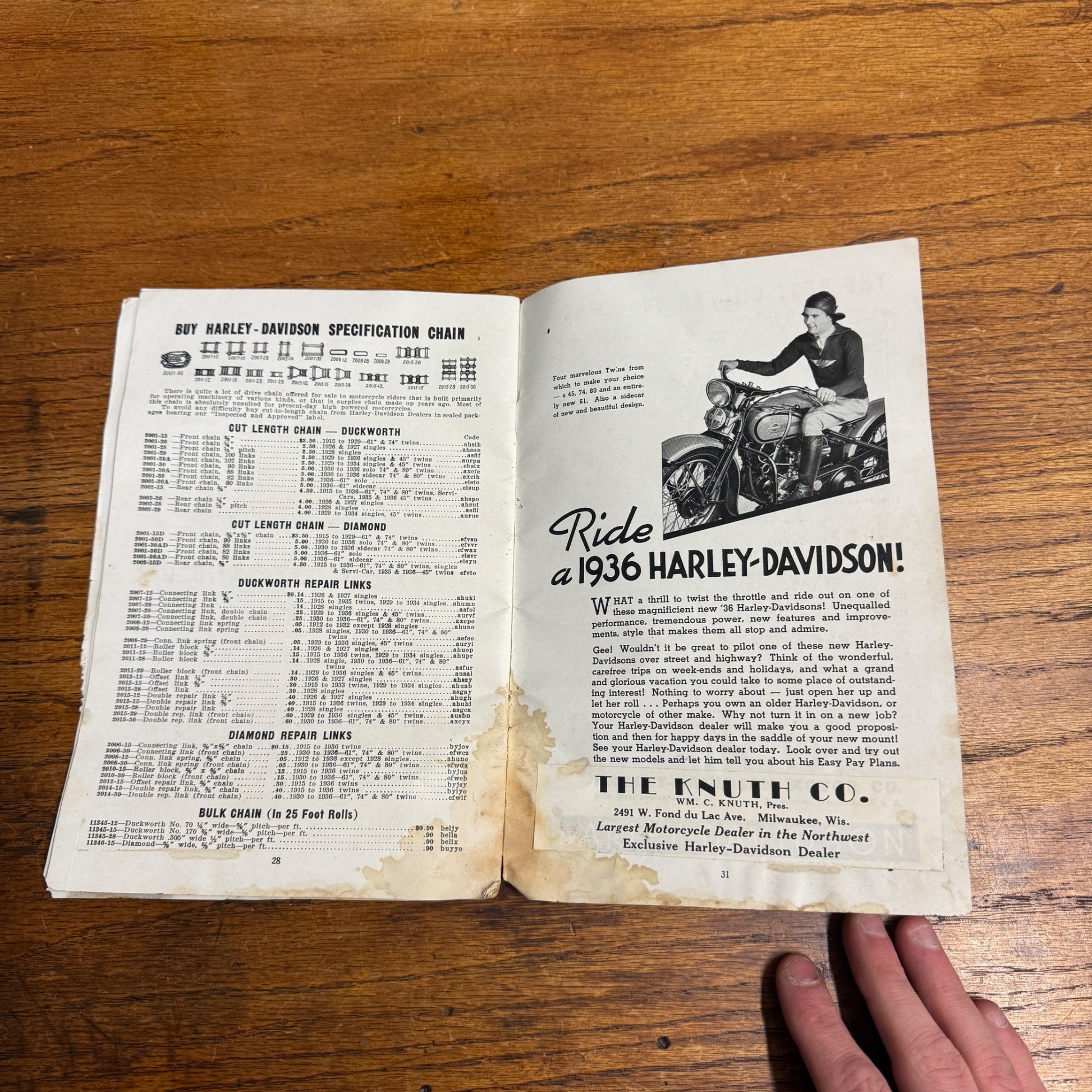 Original 1936 Genuine Harley-Davidson Accessories Catalog