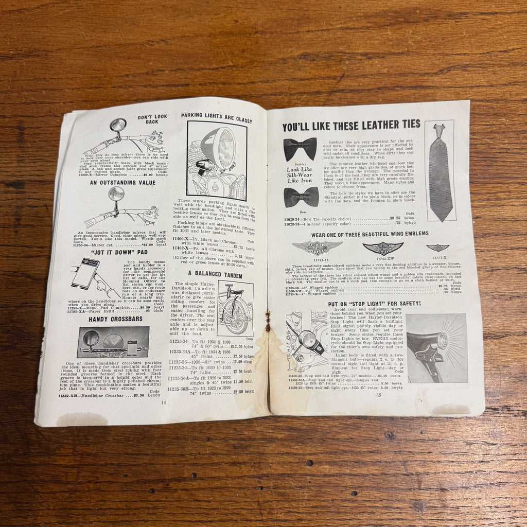 Original 1936 Genuine Harley-Davidson Accessories Catalog
