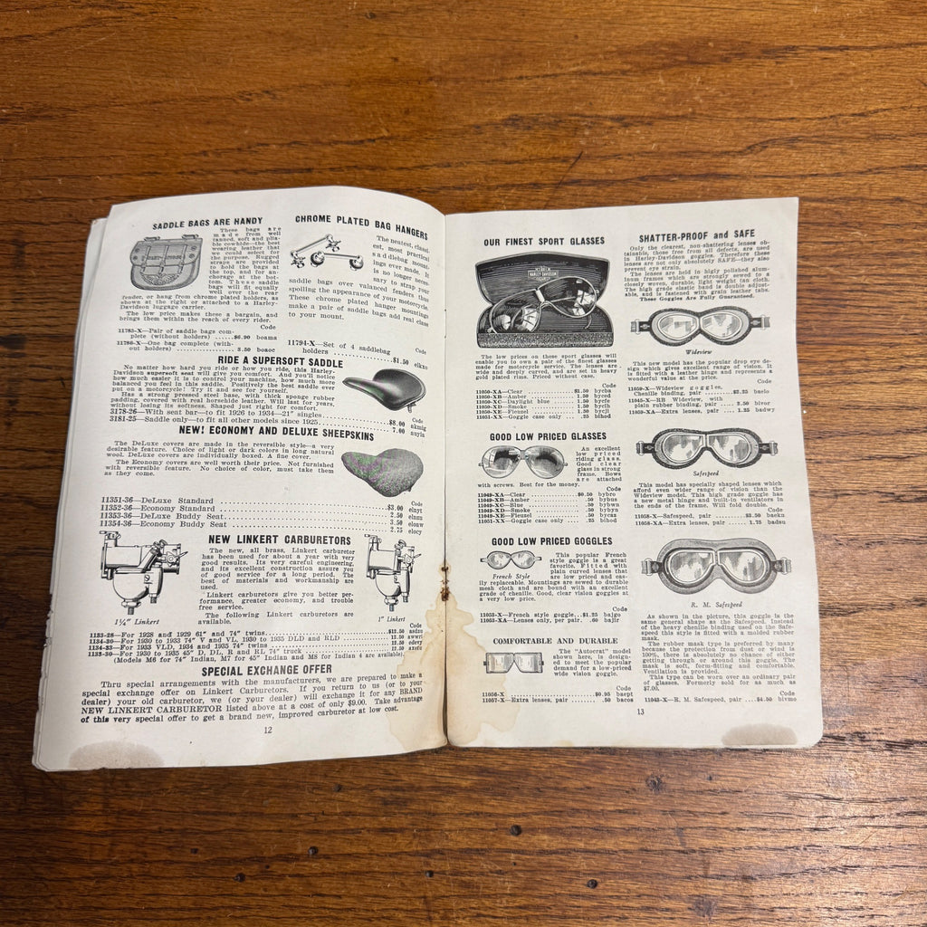Original 1936 Genuine Harley-Davidson Accessories Catalog