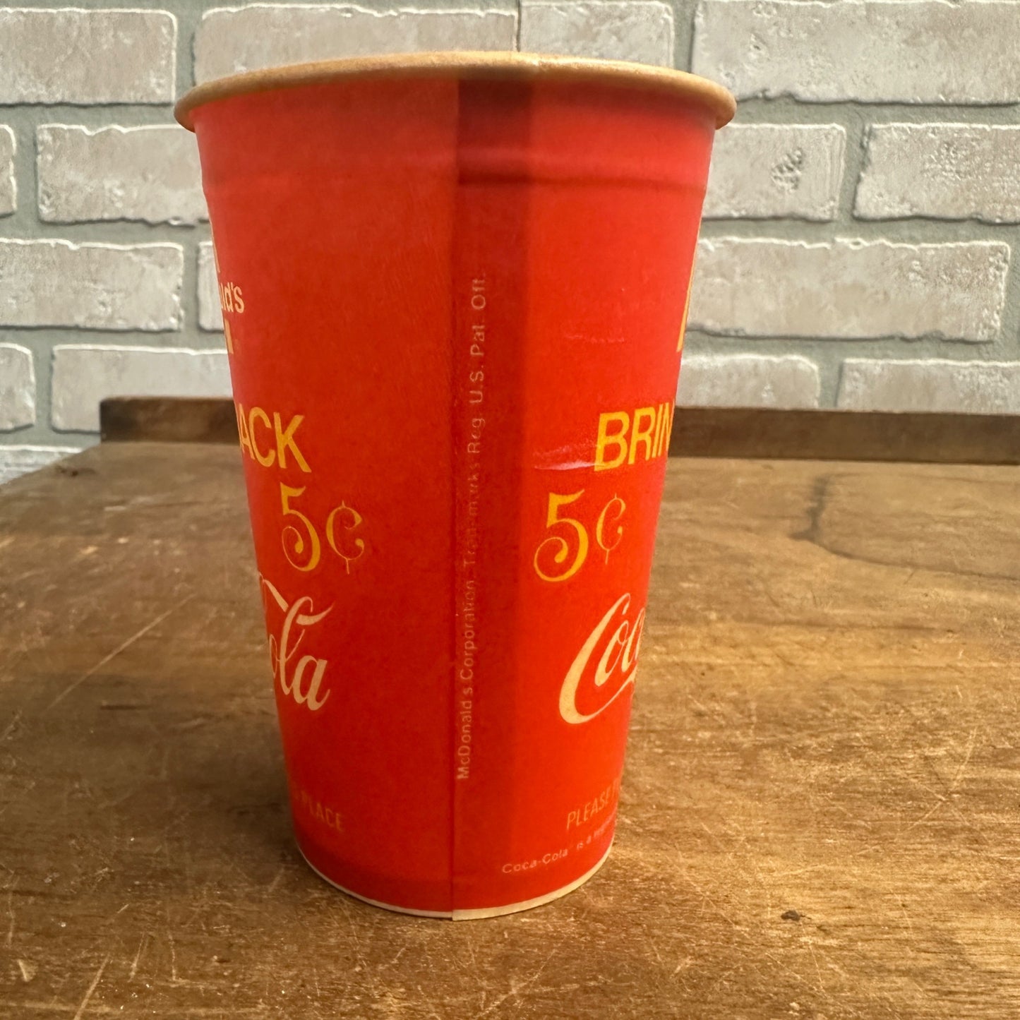 RARE 1970'S COKE COCA COLA CUP MCDONALD'S 5C PROMOTIONAL SWEATHEART PAPER WAX