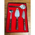 Vintage MCM Burnco Serving Utensil 4pc Set Teak Wood Pizza Cutter Spatula ++