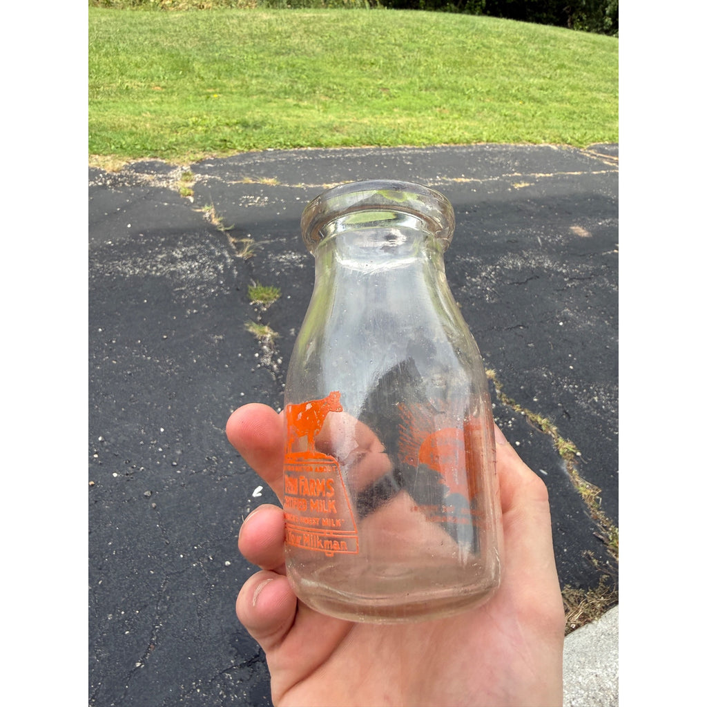 Vintage ACl Wern Farms Waukesha Half Pint Dairy Milk Bottle