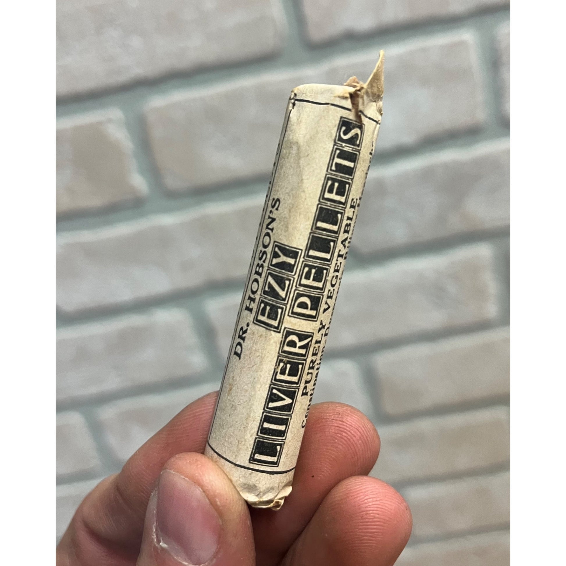 Vintage 1930s Dr. Hobsons Ezy Liver Pellets Sample Glass Quack Medicine Bottle