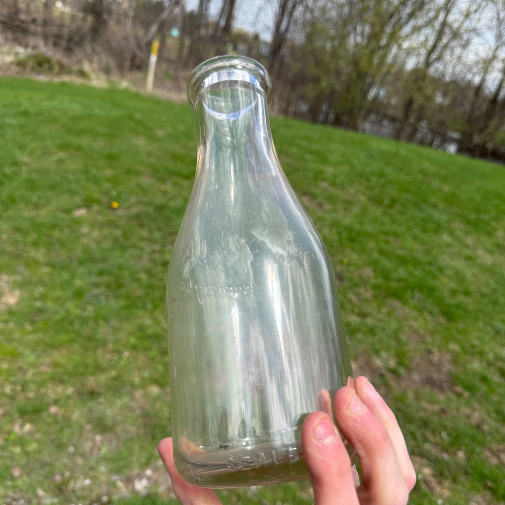 Vintage Quart Milk Bottle Sheboygan Falls Creamery Wisconsin Dairy Embossed