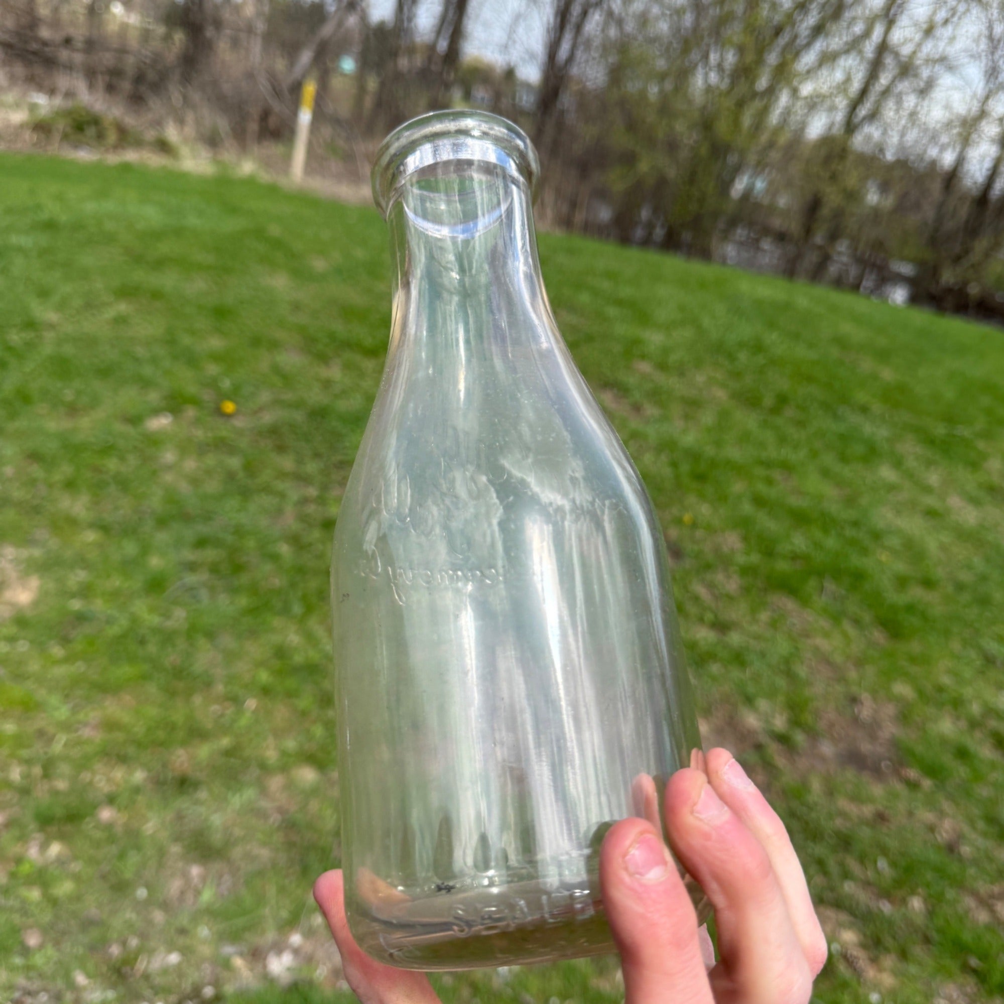 Vintage Quart Milk Bottle Sheboygan Falls Creamery Wisconsin Dairy Embossed