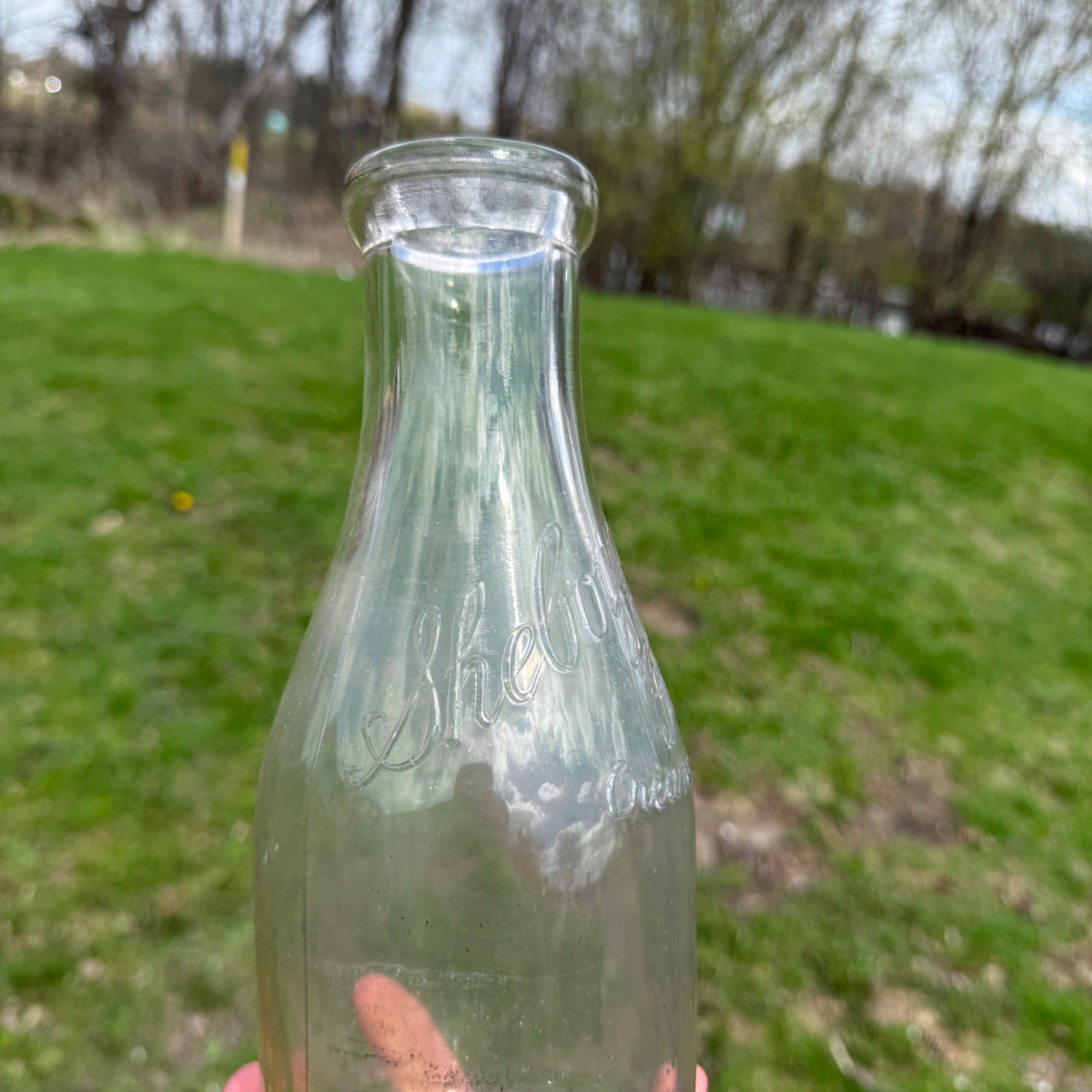 Vintage Quart Milk Bottle Sheboygan Falls Creamery Wisconsin Dairy Embossed