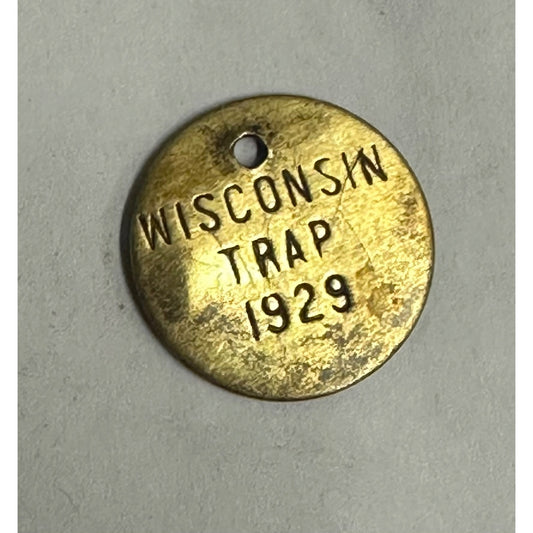Vintage 1929 Wisconsin Trap Tag Trapping Hunting License
