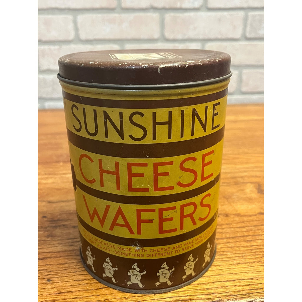 Antique 1920s Sunshine Cheese Wafer Tin Advertising Loose-Wiles Biscuit Co.