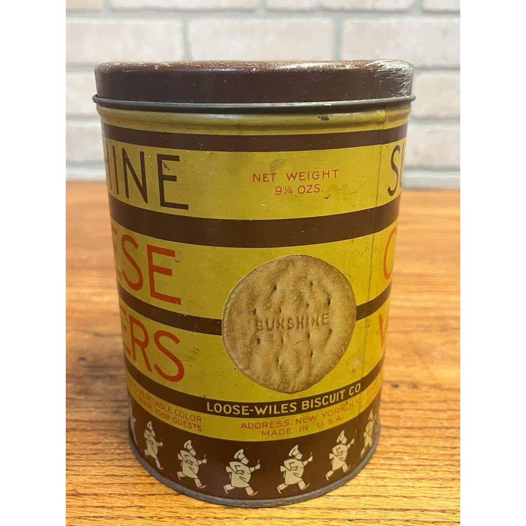 Antique 1920s Sunshine Cheese Wafer Tin Advertising Loose-Wiles Biscuit Co.