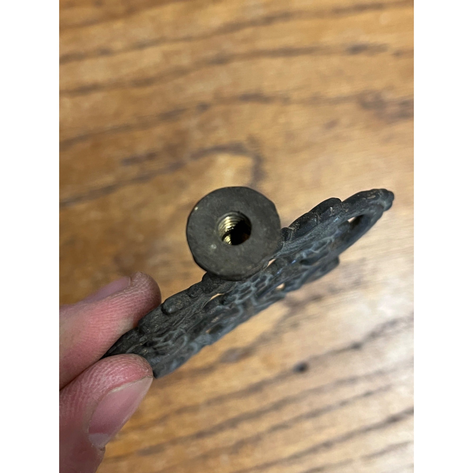 Antique Cast Bronze Ornate Victorian Lamp Finial Flower Floral 3" x 1/4" Thread