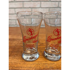Vintage Leinenkugels Beer Sham 8oz Glasses Lot (2) Indian Maiden 5.25" Tall