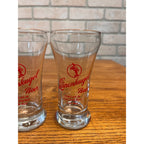 Vintage Leinenkugels Beer Sham 8oz Glasses Lot (2) Indian Maiden 5.25" Tall