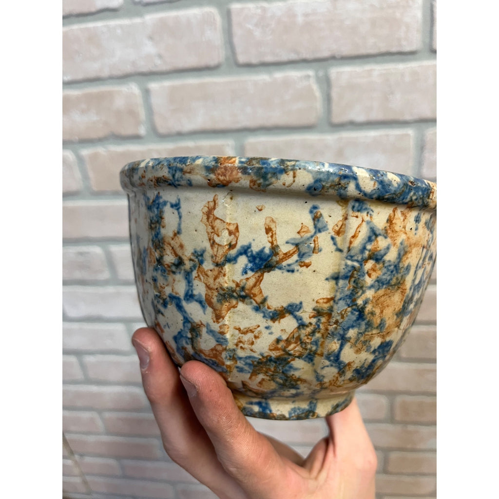 Vintage W.G. Crass General Store Red Wing Spongeware Mixing Bowl Fillmore Wis WI