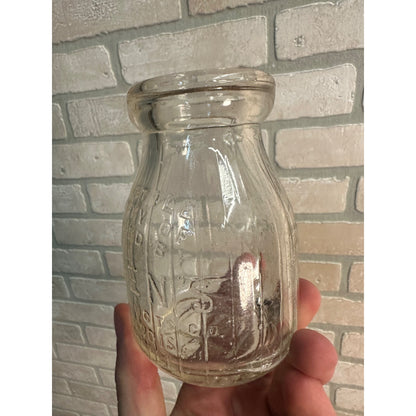 Vintage Borden's Dairy 1/2 Pint Glass Milk Bottle Embossed Ribbed