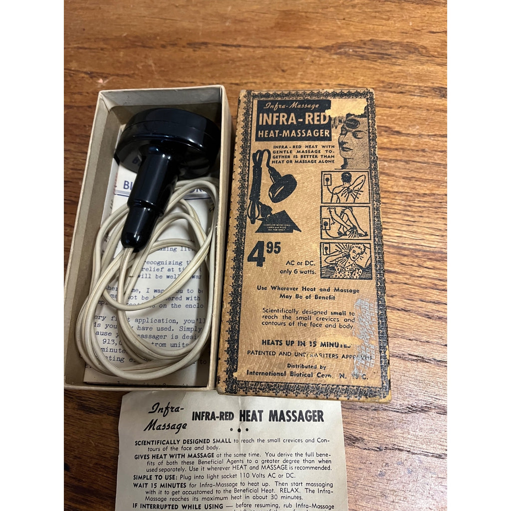 Vintage 1940s INFRA-RED Heat Massager w/ Original Box Facial International Biotical