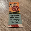 1940s Vintage The Clifton Bar & Grill Newark NJ Advertising Matchbook