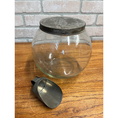 Antique 1920s General Store Candy Apothecary Jar w/ Tin Scoop Drug Country Store