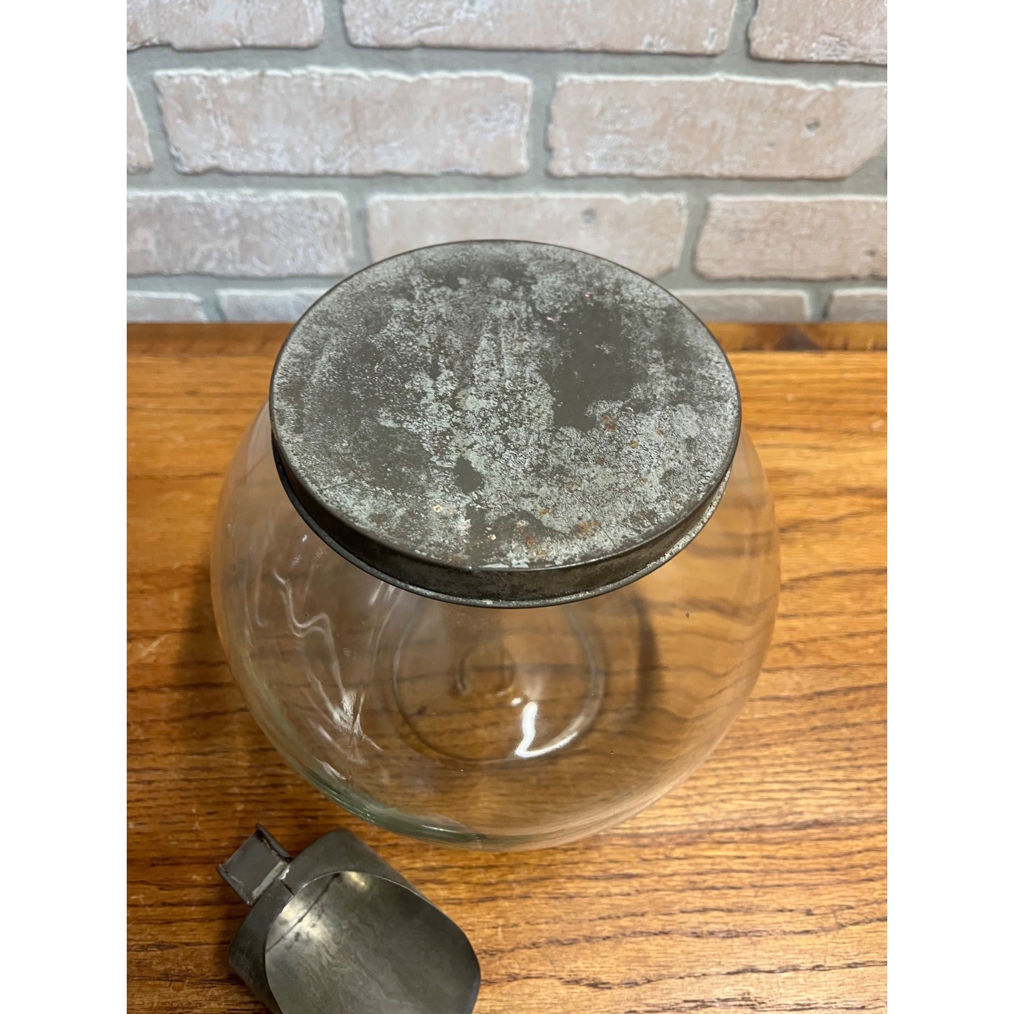 Antique 1920s General Store Candy Apothecary Jar w/ Tin Scoop Drug Country Store