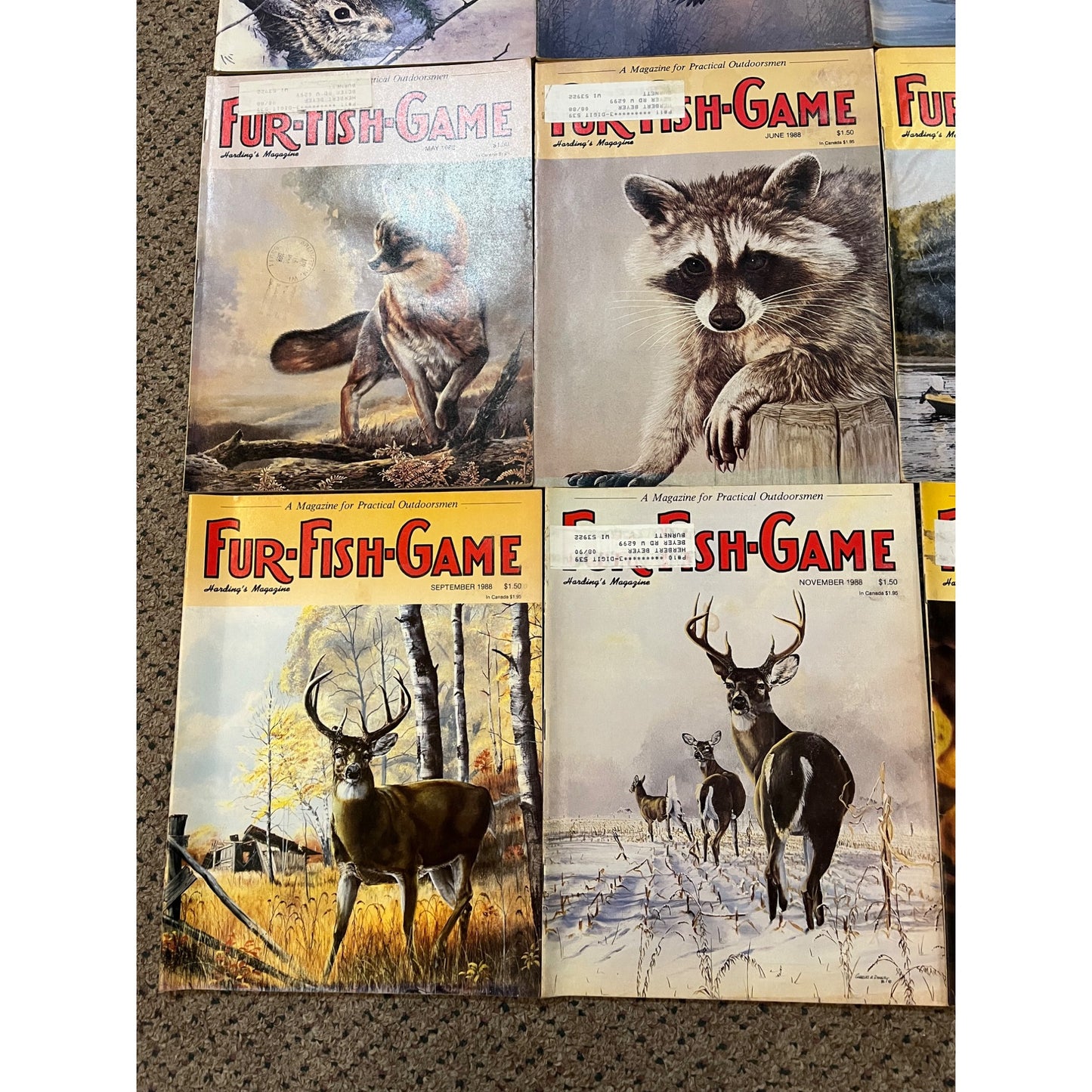 Vintage 1988 Fur, Fish, & Game Full Year Hunting Fishing Outdoorsman Magazines