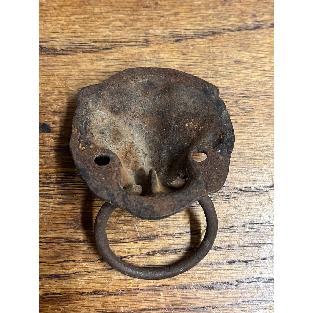 Antique Lion Head Ring Pull Cast Iron Victorian Furniture Hardware Drawer Pull