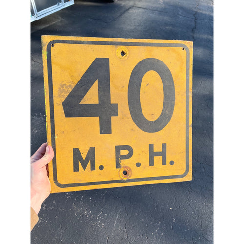 Vintage 1930s Wooden 40 MPH Speed Limit Road Street Sign Retired Wood