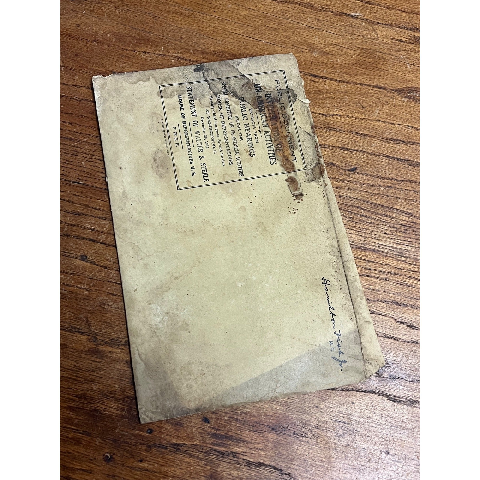 Original Investigation of Nazi Propaganda Activities 1934 Congress Walter Steele