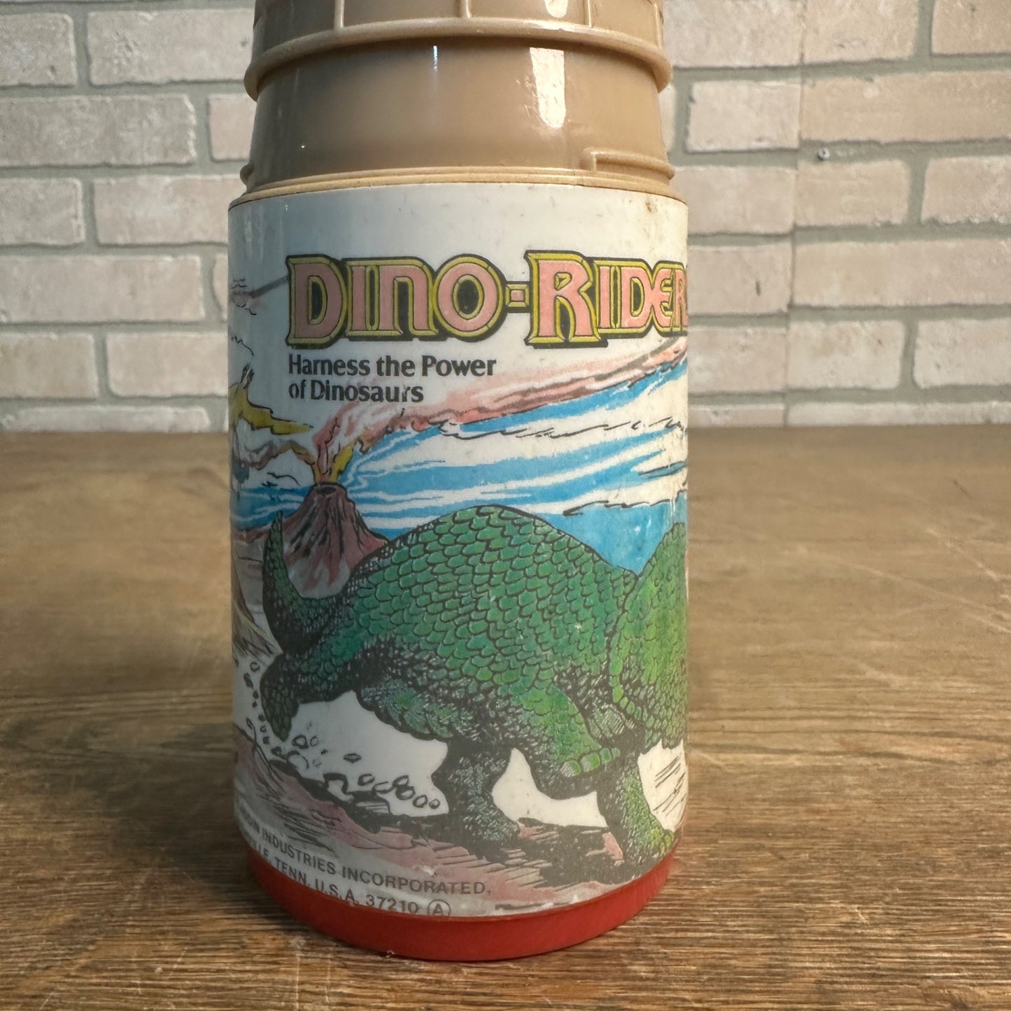 Vintage 1988 Aladdin Dino-Riders Lunchbox Thermos Only Plastic Tyco - No Cap