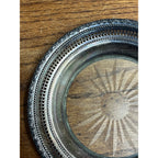 Vintage Frank Whiting Talisman Rose Sterling Silver Glass Plate 6.5"