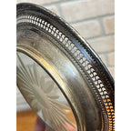 Vintage Frank Whiting Talisman Rose Sterling Silver Glass Plate 6.5"