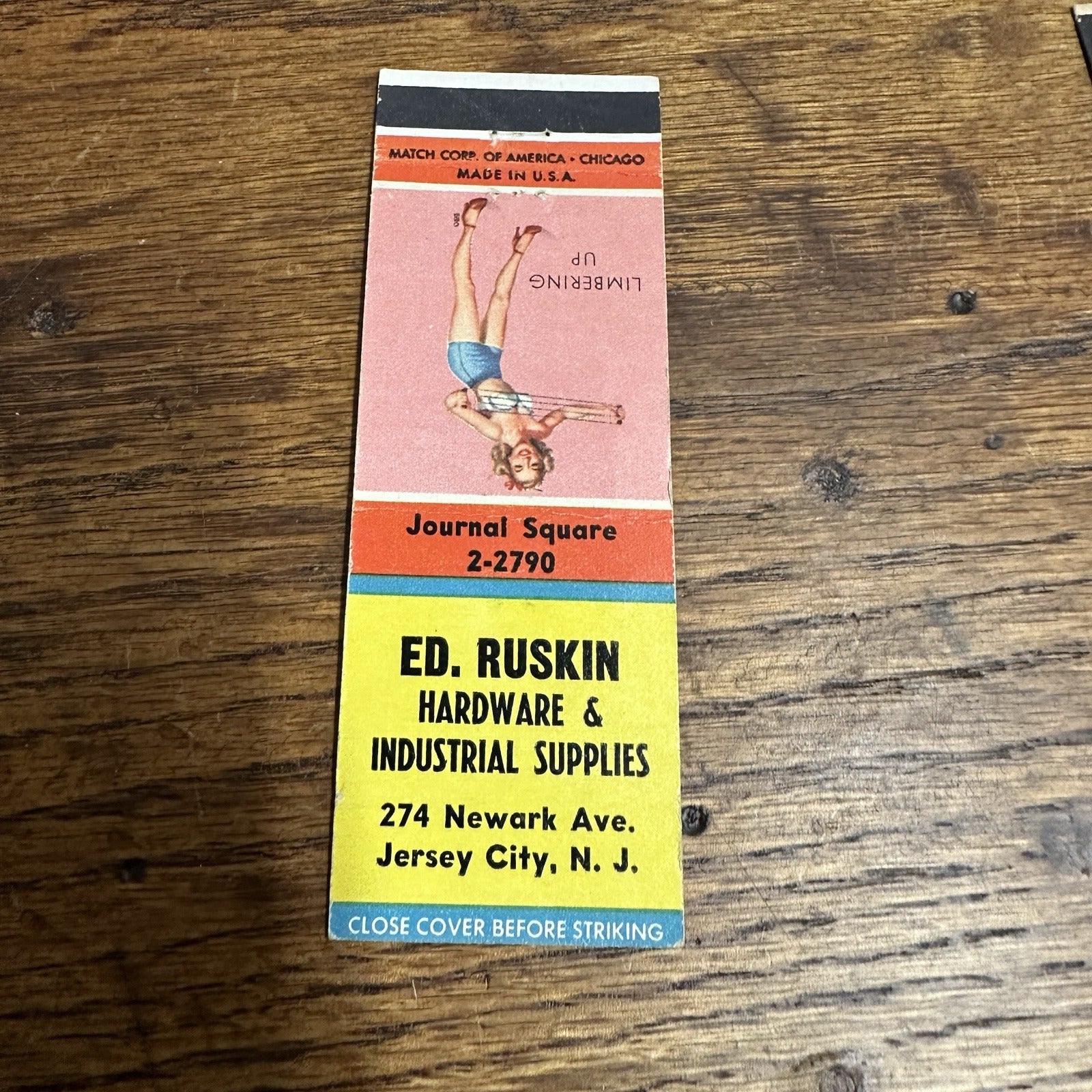 Vintage 1940s Pinup Girl Girlie Matchbook Cover  Ruskin Jersey City NJ